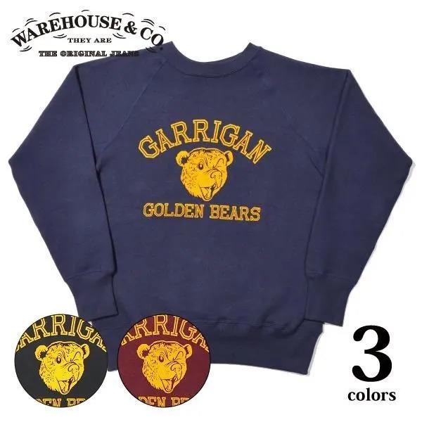 ウエアハウス 409 GARRIGAN ラグランスウェット スエット フロッキープリント WAREH...