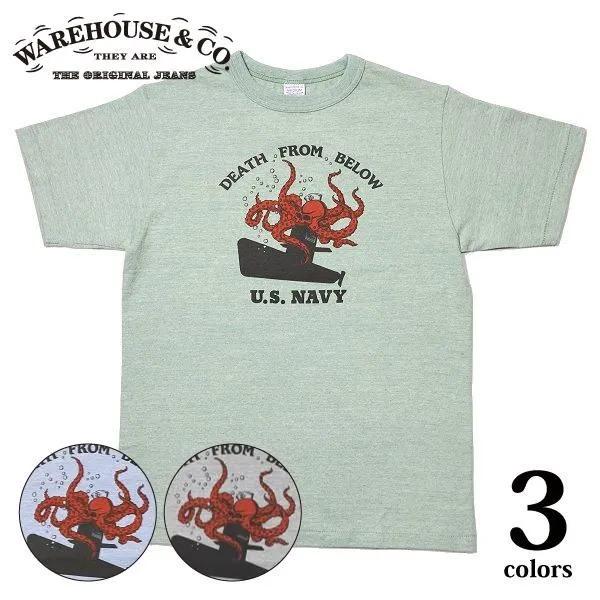 ネコポス送料200円 ウエアハウス 4096 88/12杢クルーネックT DEATH FROM BE...