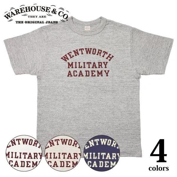ネコポス送料200円 ウエアハウス 4601 MILITARY ACADEMY プリントTシャツ 半...