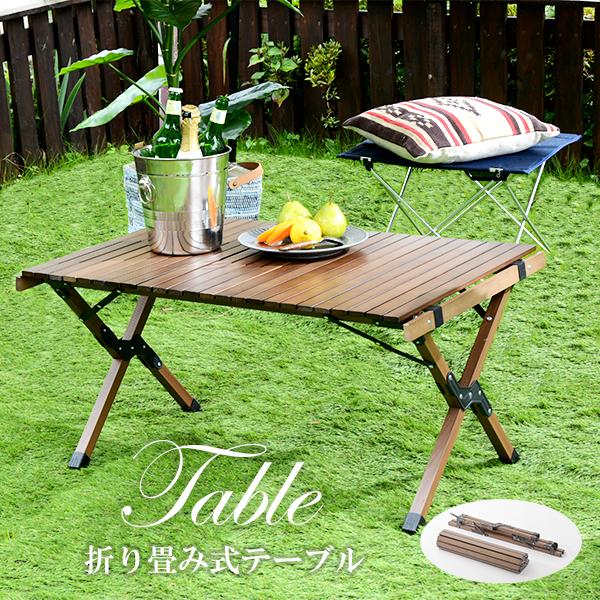 テーブル 折りたたみ コンパクト 木製 収納袋付き ポータブル アウトドア キャンプ レジャー バル...
