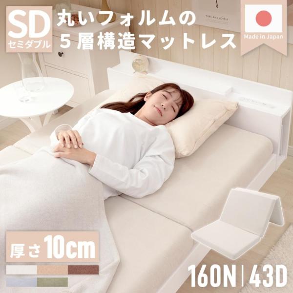マットレス セミダブル 三つ折り 高反発 硬め 厚さ10cm 幅120cm 折りたたみ 腰痛 ベッド...