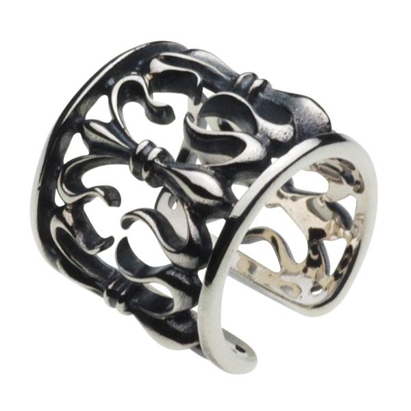 シルバーイヤーカフ メンズ 百合の紋章 透かし彫り フラダリ ゆり ゴシック 大ぶり おしゃれ シル...