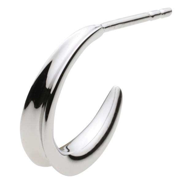 シルバーピアス メンズ シャープ 逆甲丸 フープ形状 シンプル プレーン 無地 三日月 シルバー92...
