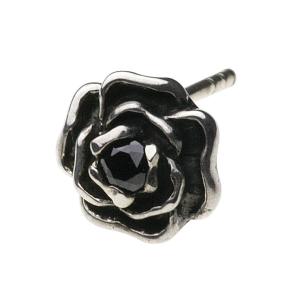 cenote ブラックジルコニア シルバーピアス メンズ 薔薇 ローズ バラ