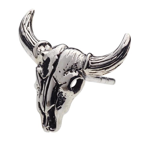 シルバーピアス メンズ バッファロースカル 角 ネイティブ インディアンジュエリー シルバー925 ...