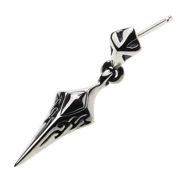 シルバーピアス メンズ ダガー クロス シャープ トライバル チャーム ぶら下がり シルバー925 ...