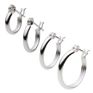 両耳　12サイズ21mm フープピアス　シルバー925 シルバー925 フープ ピアス 幅2mm 両耳用 レディース メンズ