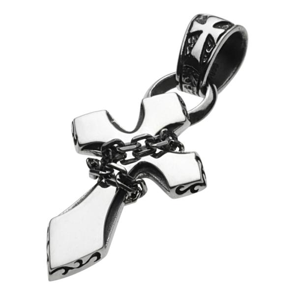 シルバーペンダント メンズ クロス チェーン 十字架 ロック パンク ボンテージ ゴシック 鎖 シル...