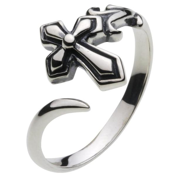 リング 指輪 シルバー アクセサリー タイニークロス 十字架 ゴシック シンプル アラベスク ツタ ...