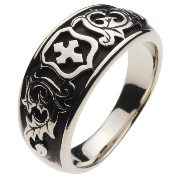 リング 指輪 ホワイトメタル アクセサリー エンブレムリーフ リーフ 王家の紋章 シールド 盾 リン...