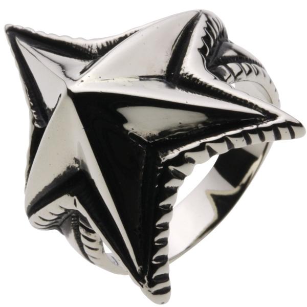 リング 指輪 ホワイトメタル アクセサリー スパイクスター ミュージシャン シャープ 星 インディア...