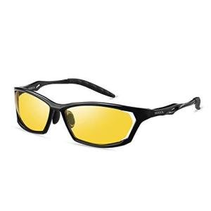 スポーツサングラス 夜間運転用 ナイトドライビング 夜釣り ナイトウォーキング用 Soxick HD ドライブ UVカット イエローレンズ 黄色 メガ