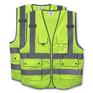 Treedeng 安全ベスト 安全服 反射ベスト 2packs 蛍光 高視認性 反射ストリップ メッシュ フリーサイズ 男女兼用 作業服 工事現場 工場作業 夜間作業 交通警備 ア