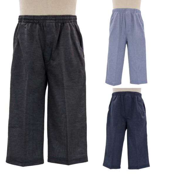 シニアファッション 春夏 ゆったり パンツ ゴム 7分丈 鹿の子 サマー イージー パンツ 吸水速乾...