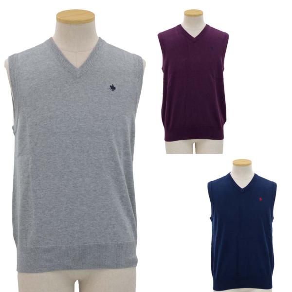 紳士 POLO BCS ロゴ刺繍 Vネック ベスト ニット 70代 80代 90代 父の日