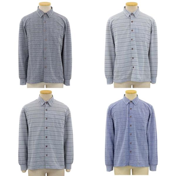 シニア 紳士 長袖 ななめボタンホール 全開 ニット シャツ シニアファッション 70代 80代 9...