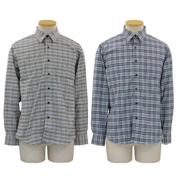 夏長袖 涼感 しじら 楊柳 スナップボタン シャツ シニアファッション 春夏 涼しい シャツ 70代...