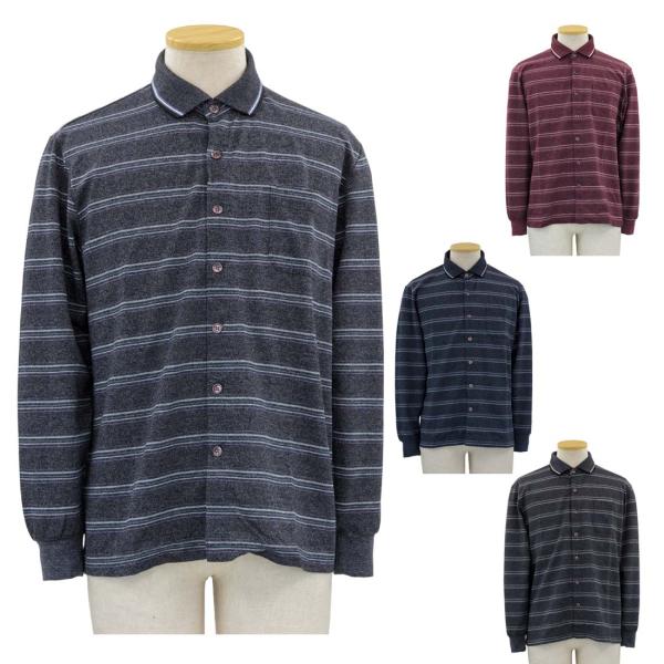 シニア向け 紳士 ななめボタンホール 全開 前開き ポロ シャツ シニアファッション 70代 80代...