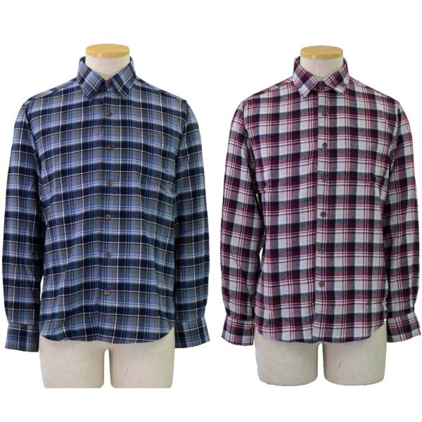 シニア向け 紳士 前開き 長袖 マジックテープ ワンタッチ ソフトフランネル シャツ シニアファッシ...