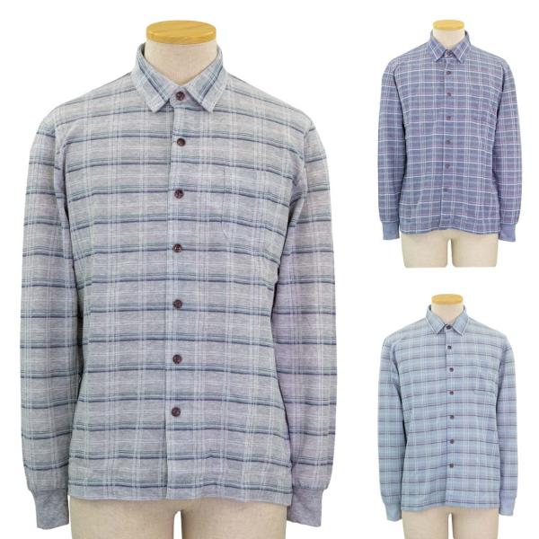 夏長袖 麻混 前開き ななめボタンホール ニットシャツ 春夏 涼しい シャツ  シニアファッション ...