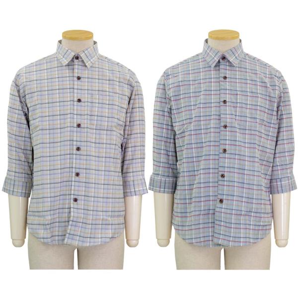 7分袖 涼感 ストレッチしじら 楊柳 マジックテープ ワンタッチ シャツ 　シニアファッション 春夏...