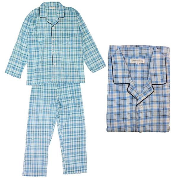 シニア パジャマ 紳士 綿100% 涼感 楊柳 前開き クレープ 春夏 敬老の日 高齢者 入院 介護...