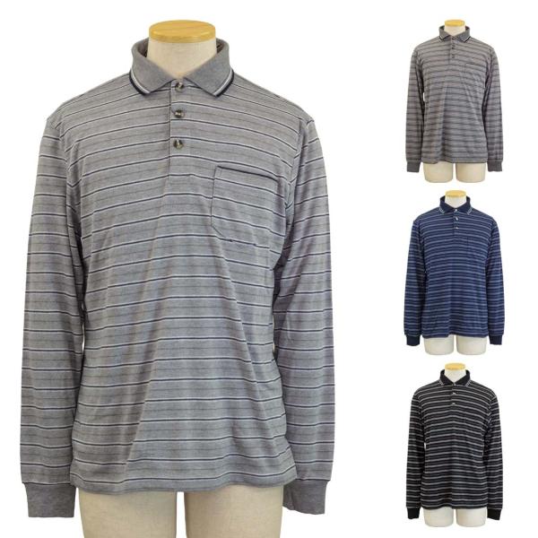 吸湿発熱 やわらか ピーチ起毛 ポロシャツ 長袖 紳士 シニアファッション 秋冬  70代 80代 ...