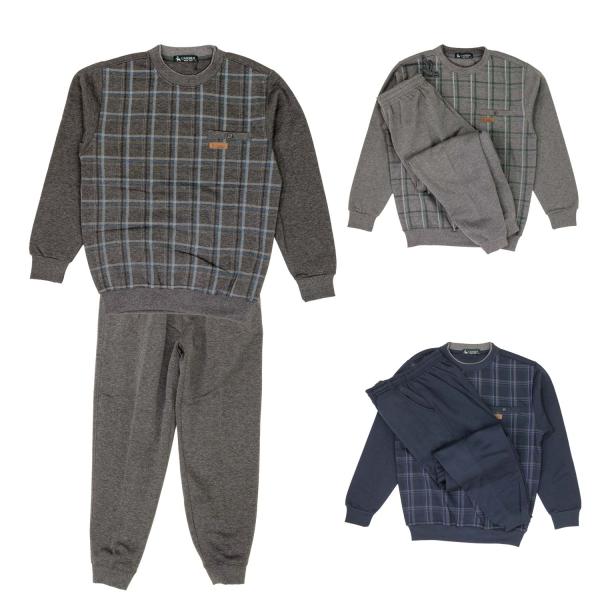 スウェットスーツ 裏起毛 クルーネック トレーナー パンツ 上下セット 紳士 シニアファッション 秋...