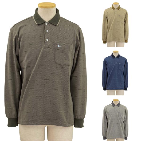 トロイ TOROY カスリ調ジャガード 長袖 ポロシャツ 70代 80代 90代 高齢者 メンズ シ...
