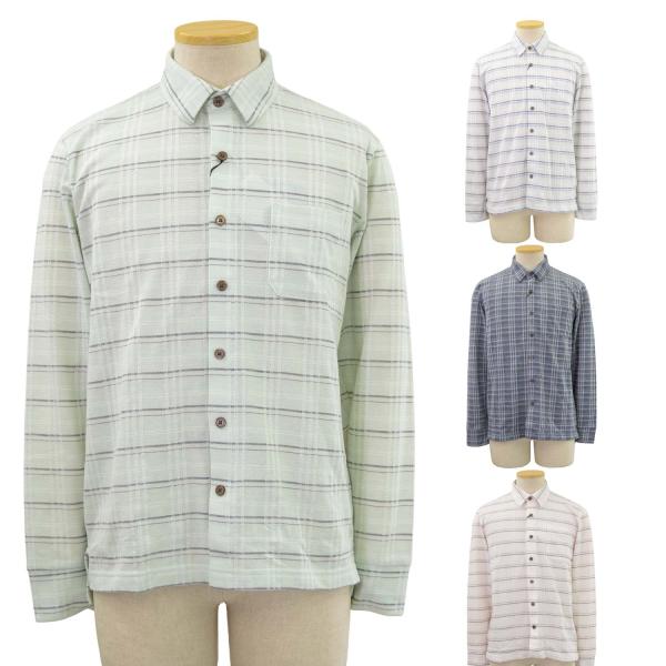 ジャガード 長袖 スナップボタン ワンタッチ 全開 ニット シャツ シニア 紳士 シニアファッション...