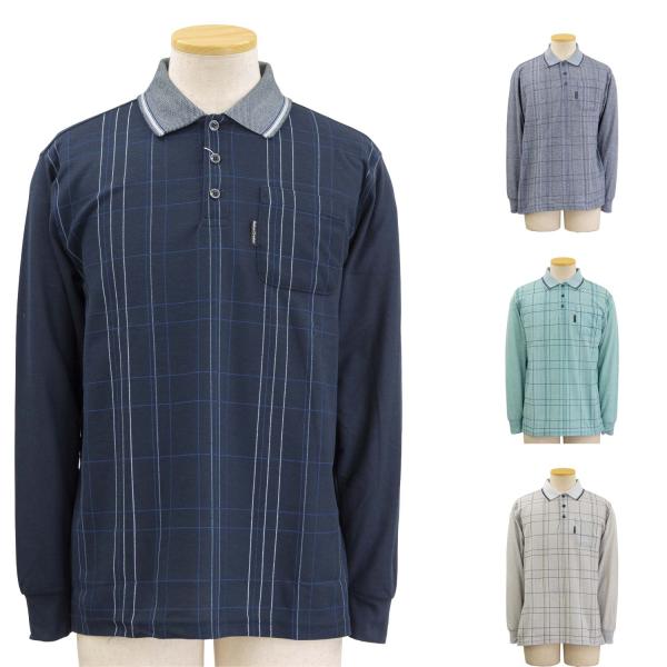 長袖 ポロシャツ 紳士 T/C 鹿の子 シニアファッション 春 秋 通年 散歩・外出に最適 70代 ...