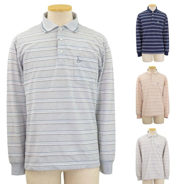 トロイ TOROY ボーダー柄 長袖 ポロシャツ 紳士 敬老の日 シニア 男性 紳士 服 おじいちゃ...