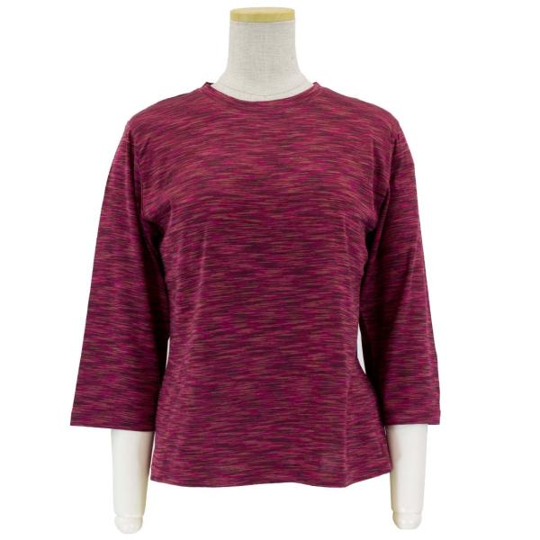 シニアファッション 春夏 シルク ミックス かすり染め 七分袖 T シャツ カットソー 婦人 高齢者...