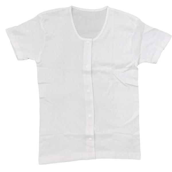 レディース 高齢者 シニア向け インナー 3分袖 ワンタッチ プラスチックホック スナップボタン 前...