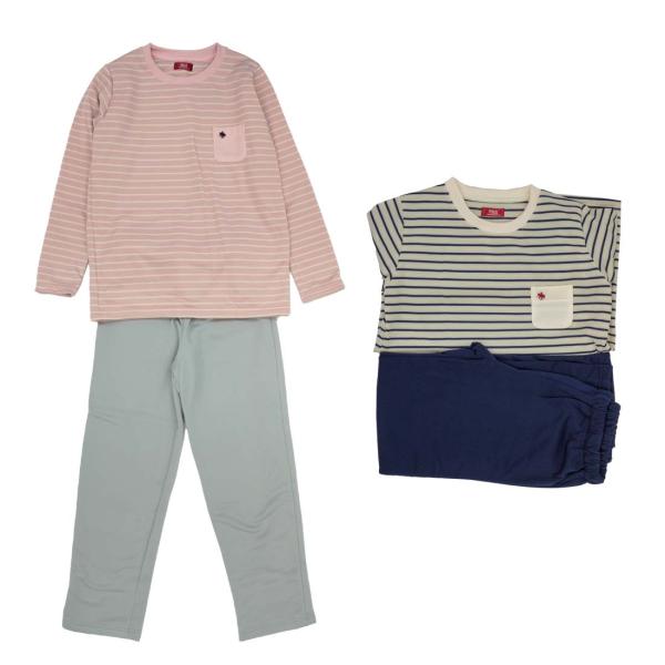 婦人 POLO BCS 裏起毛 クルーネック パジャマ スーツ シニア 秋冬 ねまき 高齢者 敬老の...