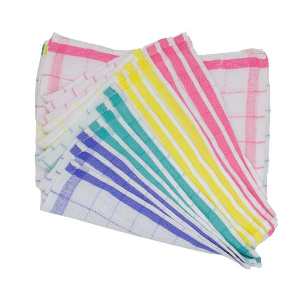 12枚組 格子 キッチン タオル 台拭き デイサービス・入院・介護施設 刺繍名前 名入れ 名前付け ...