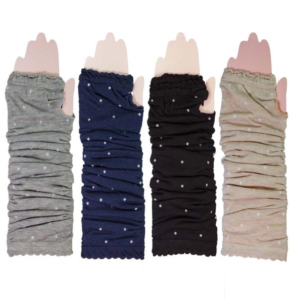 口ゴムゆったり 綿シルク アームカバー ケガ防止 UV対策 手袋 紫外線 指穴 指抜き サンカバー ...