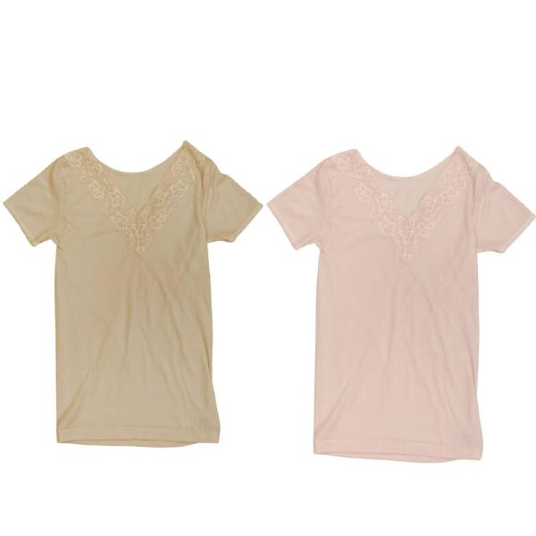 アウトレット ３分袖 インナー 半袖 綿 肌着 レース付き レディース 高齢者 シニア向け シニアフ...