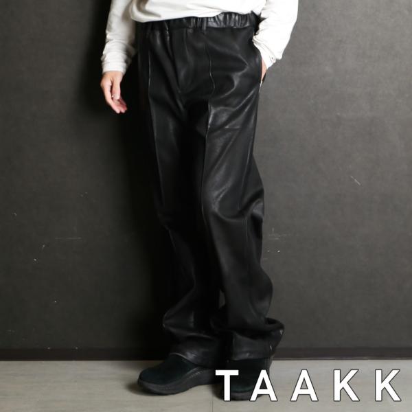 【TAAKK/ターク】&quot;LEATHER COATING JERSEY&quot; EASY TROUSERS ...