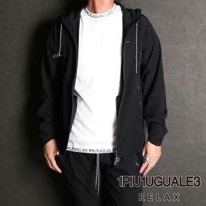 【1PIU1UGUALE3 RELAX/ウノピゥウノウグァーレトレ リラックス】LOGO ZIP LIGHT HOODIE / ロゴジップ ランニングパーカー / USO-24017【メンズ】｜central5811