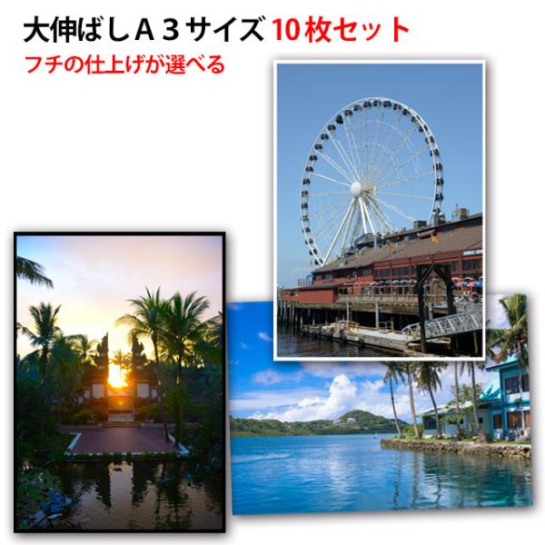 大伸ばしプリント A3サイズ 10枚セット デジカメ スマホから写真プリント 送料無料