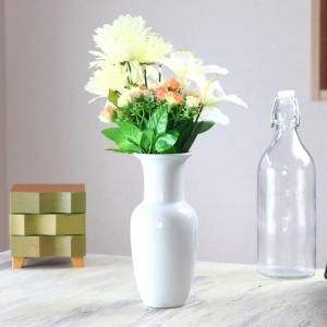 大きめシンプル花瓶 アウトレット 21cm 日本製 美濃焼 花器 花瓶 白 フラワーベース ドライブラワー 造花 花束 大型 大きい 廊下 エントランス｜cerapockke