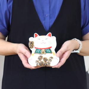 金運招き 白猫貯金箱 置物 鈴付き 置き物 お...の詳細画像3