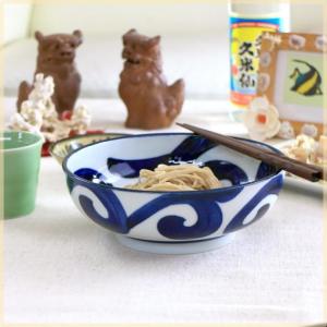 鳴門唐草 楕円5寸鉢 国産 美濃焼 中鉢 だ円鉢 器 うどん鉢 サラダ鉢