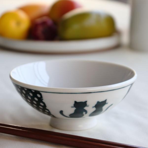 美濃焼お茶碗 シルエット猫 日本製 美濃焼 飯碗 ご飯 お椀 ご飯茶碗 茶わん ちゃわん ライス お...