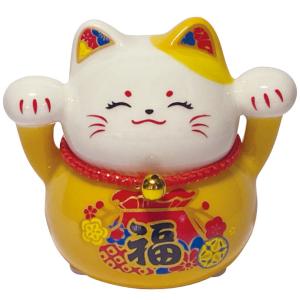金色の招き猫 陶器置物 金運招き猫大（金球） MR218 お取り寄せ 陶器 置物 貯金箱 招き猫 ねこ