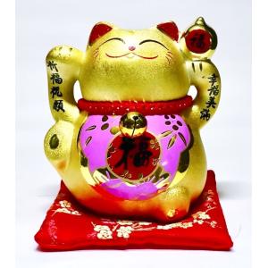 招福 金運招き猫（両手） MR256 瀬戸取寄 陶器 置物 置き物 貯金箱