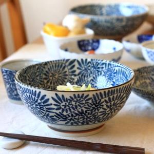 藍染タコ唐草 麺鉢 国産 美濃焼 古来からある伝統の柄 大鉢 ボール