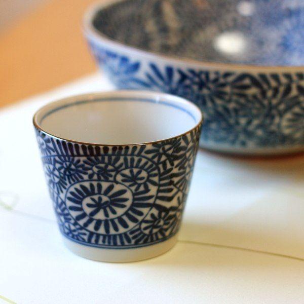 藍染タコ唐草 そば猪口 国産 美濃焼 古来からある伝統の柄 そばちょこ 蕎麦 カップ マルチカップ ...