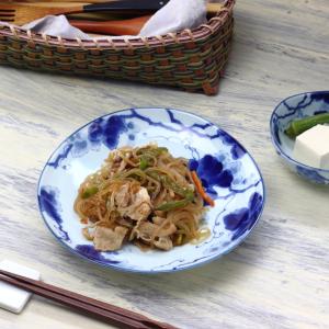藍染ぶどう 6寸中皿 19cm 日本製 美濃焼 三角60皿 大皿 中皿 和皿 深皿
